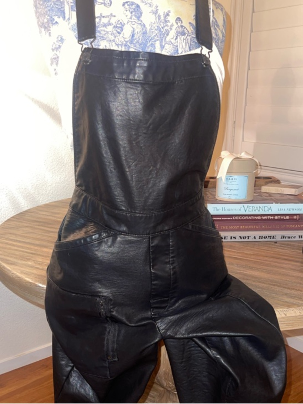 G-Star Black Faux Leather Overalls Jumpsuit